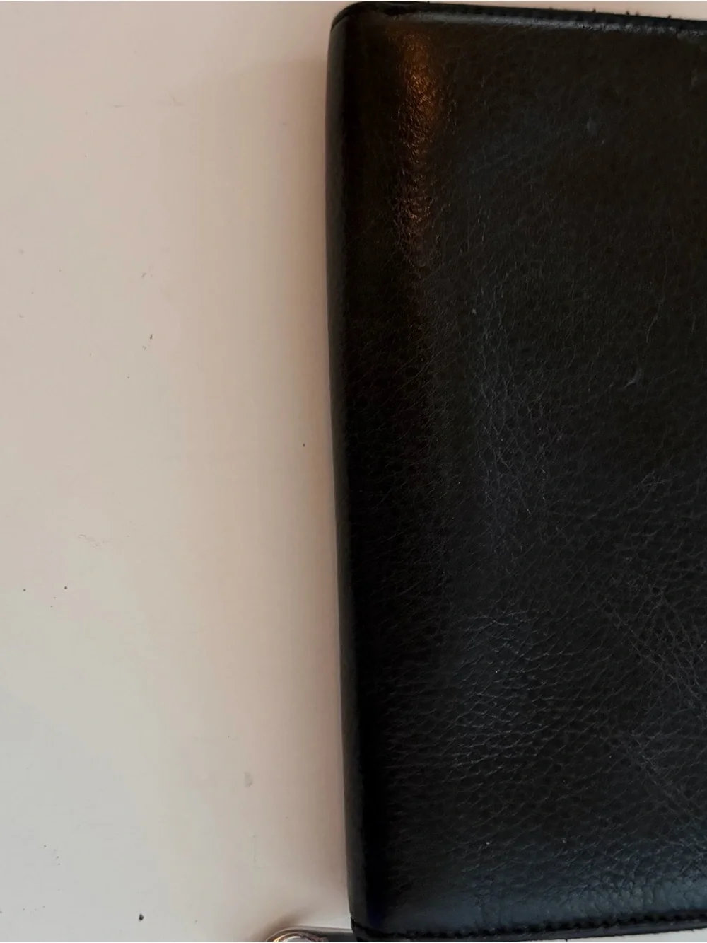 Coach Black Leather Zip Wallet with Silver Logo